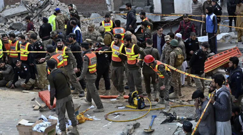 aftermath of 30 Jan 2023 mosque blast in Peshawar,