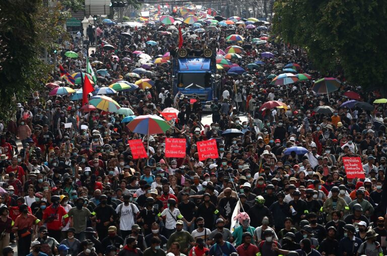 Thai anti-government mass protest, on the 47th anniversary of the 1973 student uprising, in Bangkok